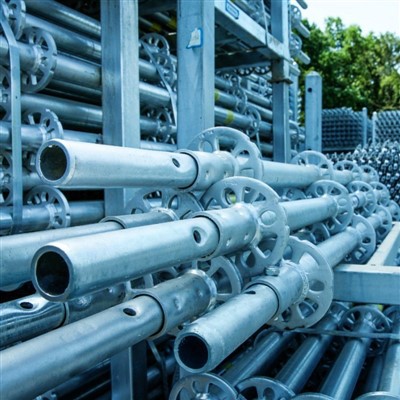 ระบบนั่งร้าน Ringlock ชุบสังกะสีแบบจุ่มร้อนสำหรับสถานที่ก่อสร้าง